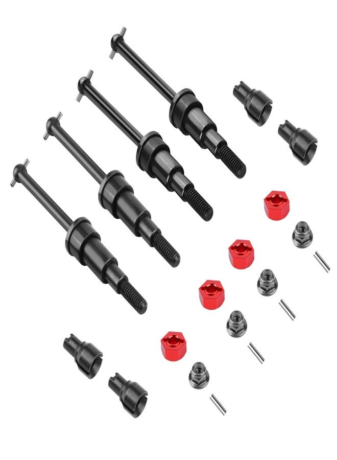 GLOBACT مجموعة أعمدة نقل الحركة الأمامية والخلفية من الفولاذ GLOBACT رقم 45 CVD لشاحنة Arrma 1/16 Mojave GROM 4X4 RC، ترقية بديلة لـ ARA311227 و ARA311229 (أسود) - Image 1